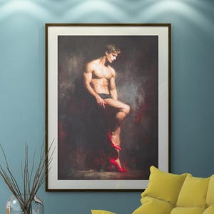 Queer Art Retro Vibe, Gay Muscle Art, Canvas Gallery Wraps, Gay Art, Elegant Queer Canvas Art LGBTQ Gifts, Wall Art gay, LGBTQ Art, Gay Art