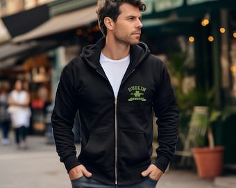 EMBROIDERED Dublin Ireland Hoodie, Zipper Hoodie, Ireland Sweatshirt, Zipper Hoodie Ireland, Irish Shirt