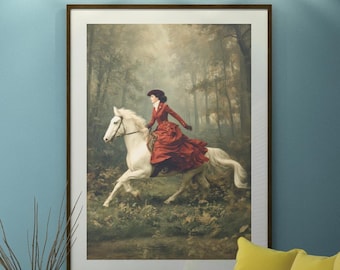 Unframed Art Prints of Victorian women, Victorian Art Retro Vibe, Fox hunting Art, Canvas Gallery Wraps, Gay Art, 1920s Canvas Art Gifts