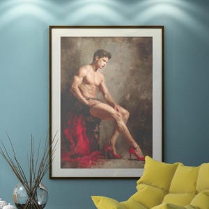 Queer Art Retro Vibe, Gay Muscle Art, Canvas Gallery Wraps, Gay Art, Elegant Queer Canvas Art LGBTQ Gifts, Wall Art gay, LGBTQ Art, Gay Art
