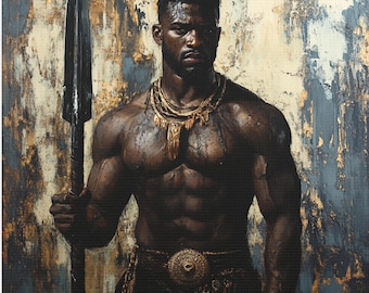 African American Art, Black Man Art, Masculine Art, Black Woman Art, Mens Fashion, Fashion Art, Gifts for him, Warrior, Black Model Canvas