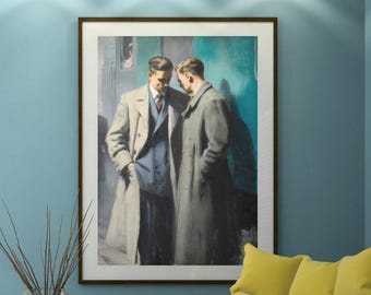 Queer Art Retro Vibe, Gay Muscle Art, Canvas Gallery Wraps, Gay Art, 1940s Queer Canvas Art LGBTQ Gifts, Wall Art gay, LGBTQ Art, Gay Art