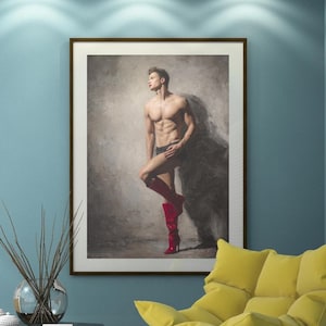 Queer Art Retro Vibe, Gay Muscle Art, Canvas Gallery Wraps, Gay Art, Elegant Queer Canvas Art LGBTQ Gifts, Wall Art gay, LGBTQ Art, Gay Art