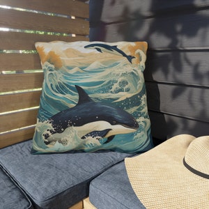 Outdoor Hosting, Dolphin Pillow, Whale Theme, Sea life Pool Décor, Garden Decor, Pool Whale Pillow,  Pool area Decor, pool pillows