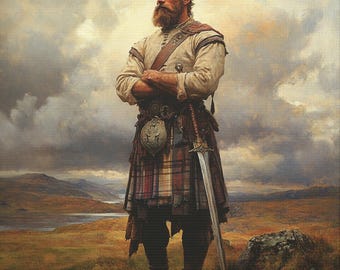 Highlander Warrior, Scottish Highlands, Scottish Gifts, Canvas Gallery Wraps, Scottish Wall Art, Wall Art Scotland, Artistic Gift Scotland