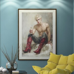 Queer Art Retro Vibe, Gay Muscle Art, Canvas Gallery Wraps, Gay Art, Elegant Queer Canvas Art LGBTQ Gifts, Wall Art gay, LGBTQ Art, Gay Art