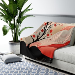 Japandi art Blanket, Japandi Décor, Japandi Neutral Scandinavian Japandi, Wabi Sabi Spa Art decor, Minimalist Modern Japanese Blanket Trendy