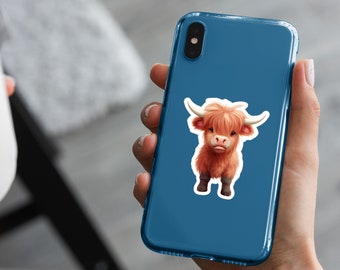 Baby Highland Cow Sticker, Scottish gifts, Hydro Flask Sticker, Water Bottle Sticker, Laptop Sticker, Phone Case Sticker, Kindle Sticker