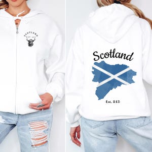 Scotland Hoodie, Scottish Gifts, Zip Up Front Scottish Hoodie, Celtic Apparel, Scotland Hoodie, Scotland Sweatshirt, Celtic Gifts, Cow gifts