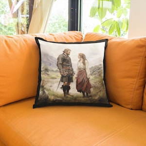 Scottish Gifts, Scotland Pillow, Highland Couple, Highlander with kilt, Scotland Accent Pillow, home decor scottish, Man in kilt, Scottish