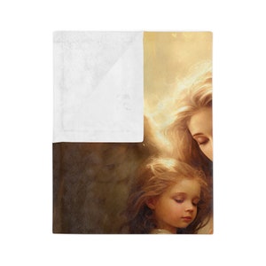 Angel Blanket, lightweight Blanket, Beautiful Guardian Angel, Cozy Christian Blanket Gift, Lovely Gift for Christian, Christian Home Decor zdjęcie 7