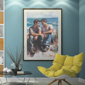 Queer Art Retro Vibe, Gay Muscle Art, Canvas Gallery Wraps, Gay Art, Elegant Queer Canvas Art LGBTQ Gifts, Wall Art gay, LGBTQ Art, Gay Art