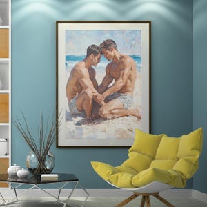 Queer Art Retro Vibe, Gay Muscle Art, Canvas Gallery Wraps, Gay Art, Elegant Queer Canvas Art LGBTQ Gifts, Wall Art gay, LGBTQ Art, Gay Art