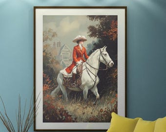 Unframed Art Prints of Victorian women, Victorian Art Retro Vibe, Fox hunting Art, Canvas Gallery Wraps, Gay Art, 1920s Canvas Art Gifts