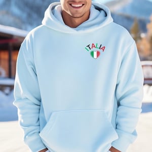 EMBROIDERED Italy Forever Hoodie, Italia, Unisex Sweatshirt Italian, Cozy Casual Wear, Gift for Irish Pride, Shamrock Design, Italian Gifts