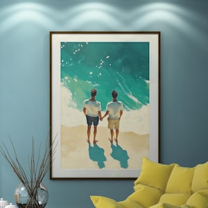 DIGITAL Download Queer Art Retro Vibe, Gay Beach art, Queer Art, Gay Art, Elegant Queer digital Art LGBTQ Gifts Wall Art gay LGBTQ Art