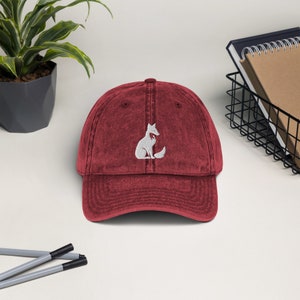 Embroidered Hat, Fox Cap, Vintage Cotton Twill Cap, Boho Cap, Foxcore, Cottagecore, Fairycore, Foxes, Embroidered gifts, gifts embroidery