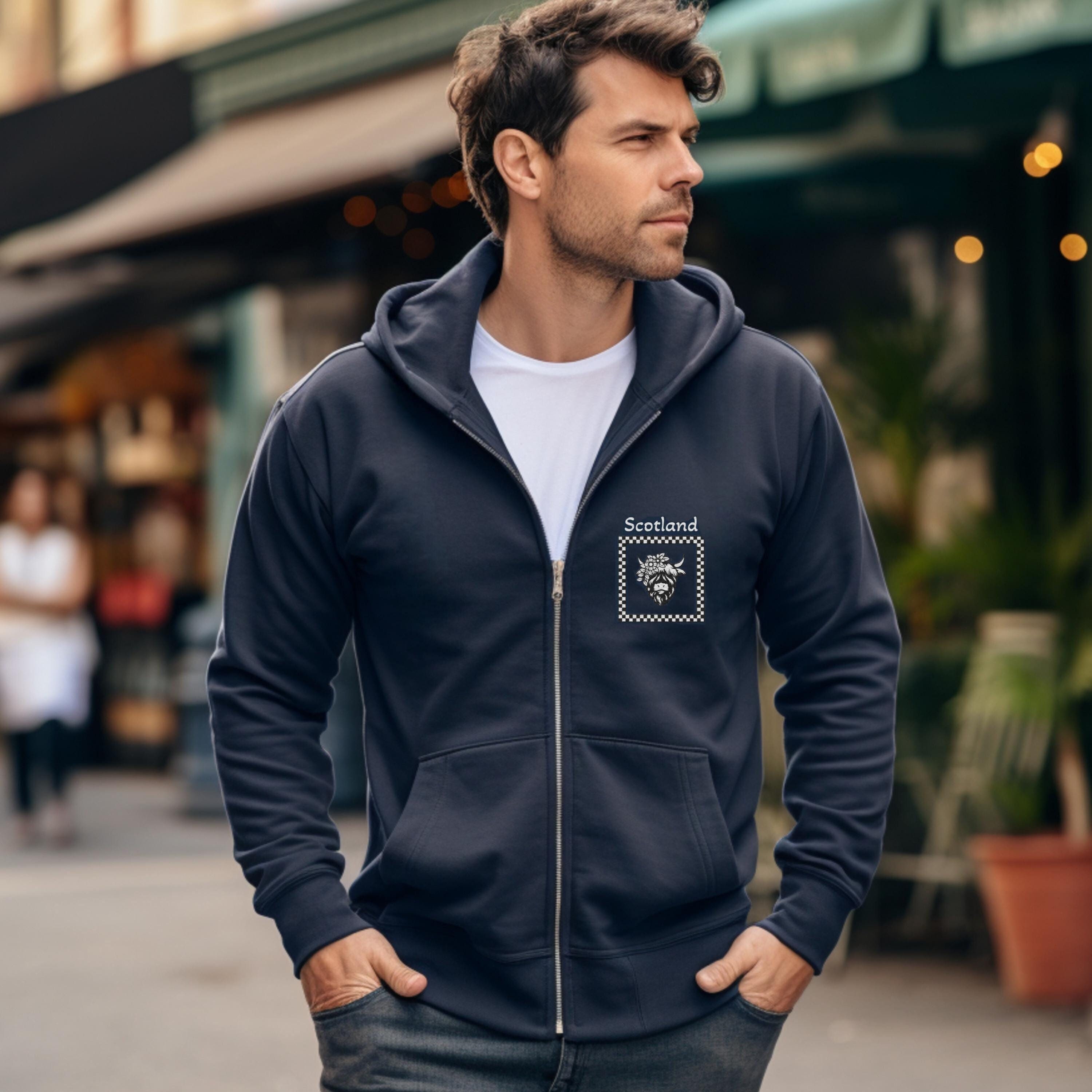 EMBROIDERED Hoodie, Scottish Zip Up Hoodie, Couple Hoodies, Anniversary Hoodies, Car hoodies, Scotland, Celtic Clothing, Scottish Hoodies