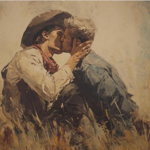 Queer Art Retro Vibe, Gay Muscle art, Cowboy Art Canvas Gallery Wraps, Gay Art, Elegant Queer Canvas Art LGBTQ Gifts, Wall Art gay LGBTQ Art
