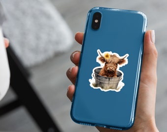 Baby Highland Cow Sticker, Scottish gifts, Hydro Flask Sticker, Water Bottle Sticker, Laptop Sticker, Phone Case Sticker, Kindle Sticker