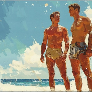 Queer Art Retro Vibe, Gay Art Vintage Style, Canvas Gallery Wraps, Gay Art, Elegant Canvas Art LGBTQ Gifts, Wall Art gay, LGBTQ Art, Gay Art