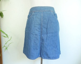 Vintage 80s Denim Chambray Mini Skirt 6/8