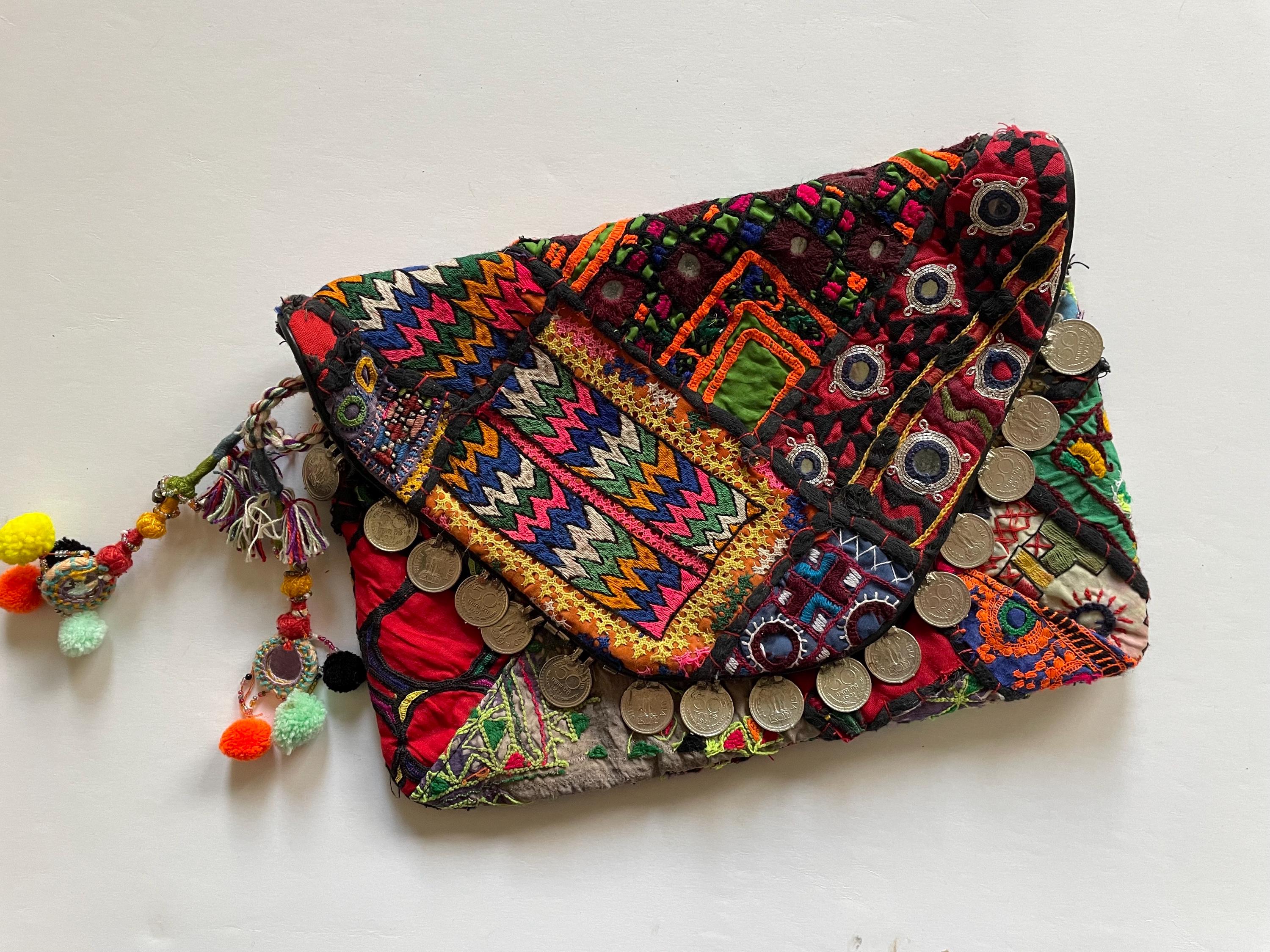 Gorgeous Indian Patchwork Prana Embroidered Clutch Purse /tylie 
