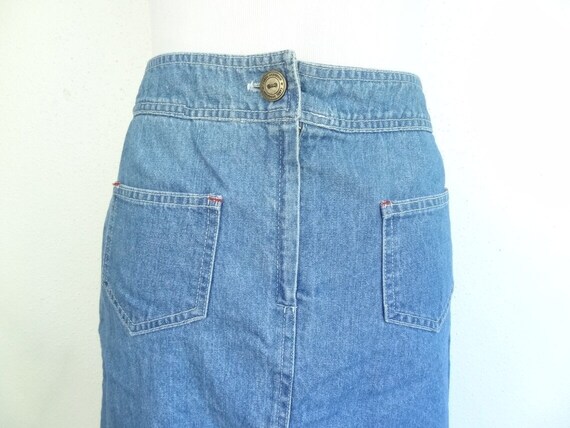 Vintage 80s Denim Chambray Mini Skirt - image 4