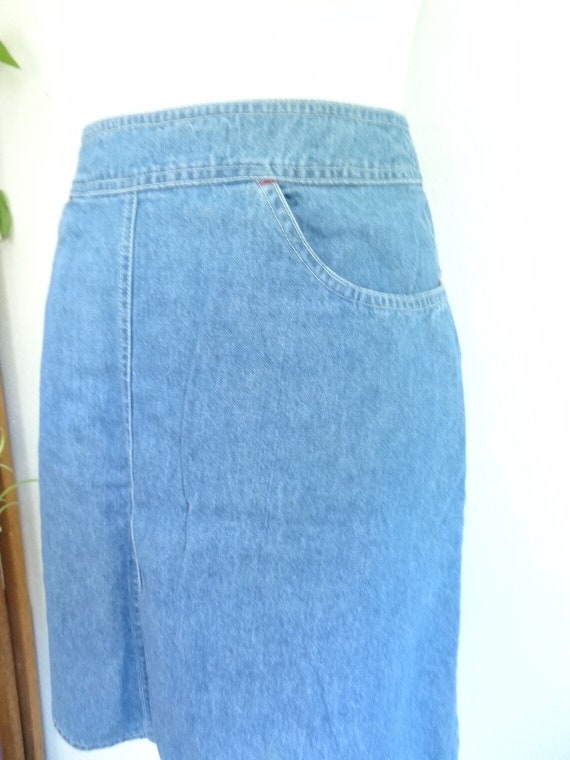 Vintage 80s Denim Chambray Mini Skirt - image 2