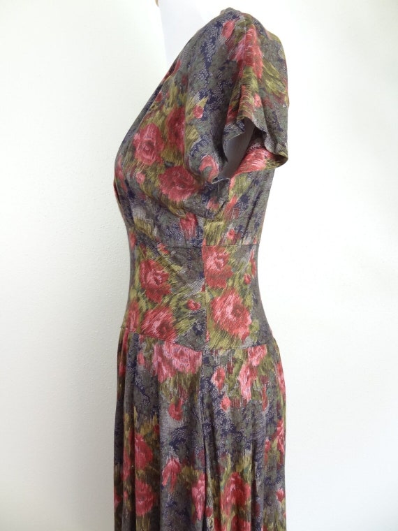 Vintage Romantic Rayon 90s Does 40s Rose Dress - image 2