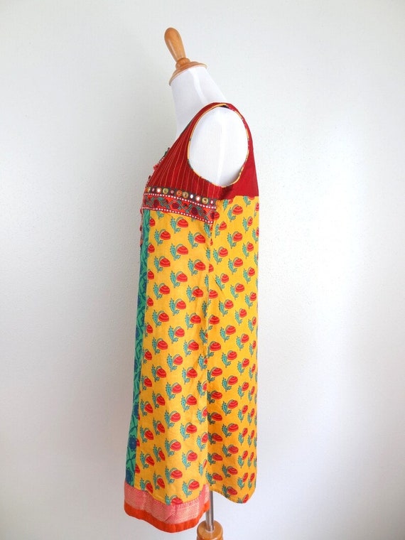 Vintage Cotton Sleeveless Indian Mini Dress // Bo… - image 2