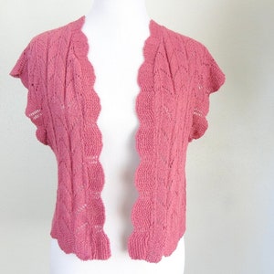 Vintage Mauve Crochet Knit Sweater Vest Cardigan image 1
