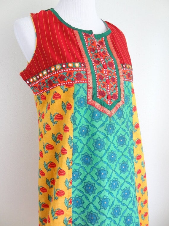 Vintage Cotton Sleeveless Indian Mini Dress // Bo… - image 8