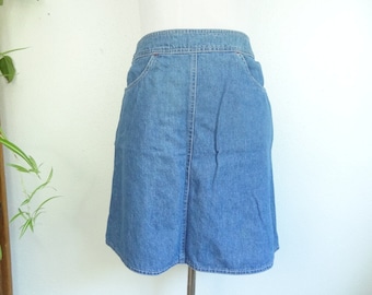 Vintage 80s Denim Chambray Mini Skirt