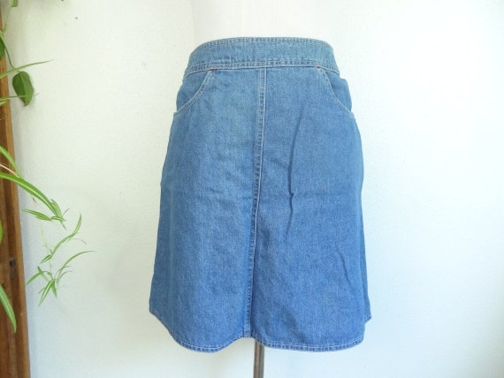 Vintage 80s Denim Chambray Mini Skirt - image 1