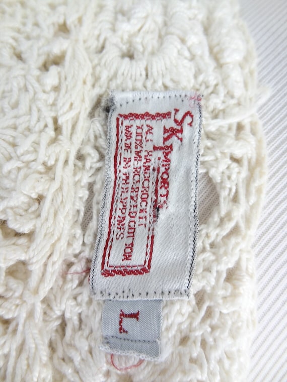 RARE Vintage 1970s Crocheted Cotton Cream Sweater - image 8