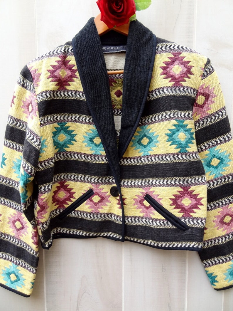 Southwest Tribal Pattern Woven Tapestry Crop Cowgirl Jacket/coat - Etsy