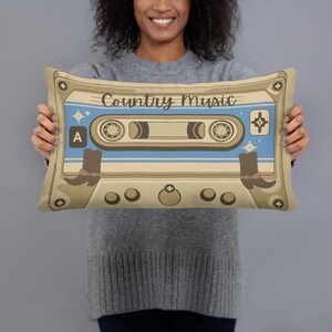 Country Music Cassette Tape Throw Pillow, Music Gifts