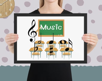Muziekles ingelijste poster, muziek klas decor, muziekleraar waardering geschenken