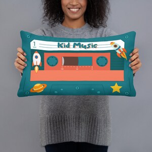 Kid Music Cassette Tape Pillow, Outer Space Theme