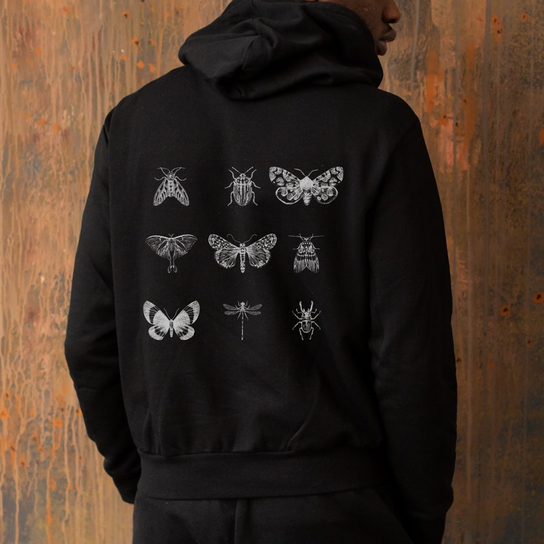 Luna Moth Hoodie, Pastel Goth Clothing, Hangover Hoodie, Black and