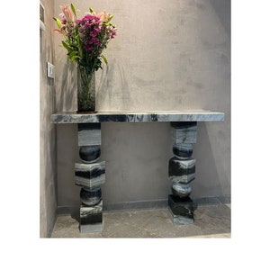 STAGE CONSOLE - White panda marble - Luxury Statement piece for Living room