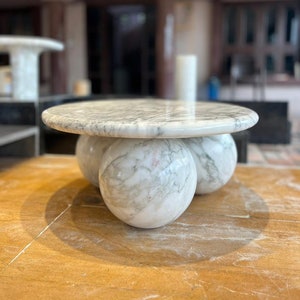 GLOBE COFFEE TABLE- Marble Table - Sphere design base - White Arasbescato Marble-   Living room coffee table - Designer coffee table