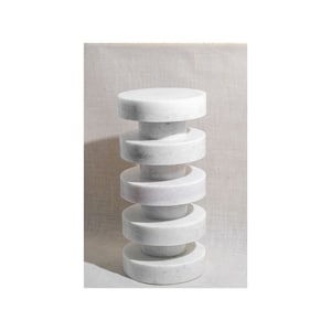 STEP SIDE TABLE- Cherry Red, White Carrara, Nero Marquina, Forest green, Travertine marble, Luxury end Table