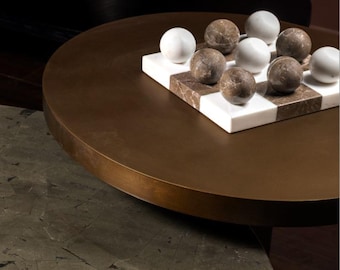 Marble Tic Tac Toe Board — Stone Game Set for Coffee Table Decor