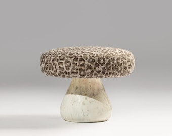 White Marble End Table — Minimalist Handcrafted Stone Stool for Living Room