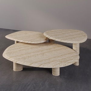Fiorio Set of three Marble Coffee Tables - Luxury Coffee Table in Travertine for living