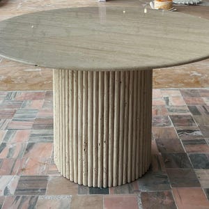 Round Travertine Dining Table - Stone Table for Dining Room - Travertine Table for Modern Homes - Designer travertine table