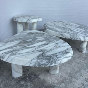 Arasbescato Italian Marble Coffee Table - Set of three Nest of Marble Tables - Coffee Tables for living room