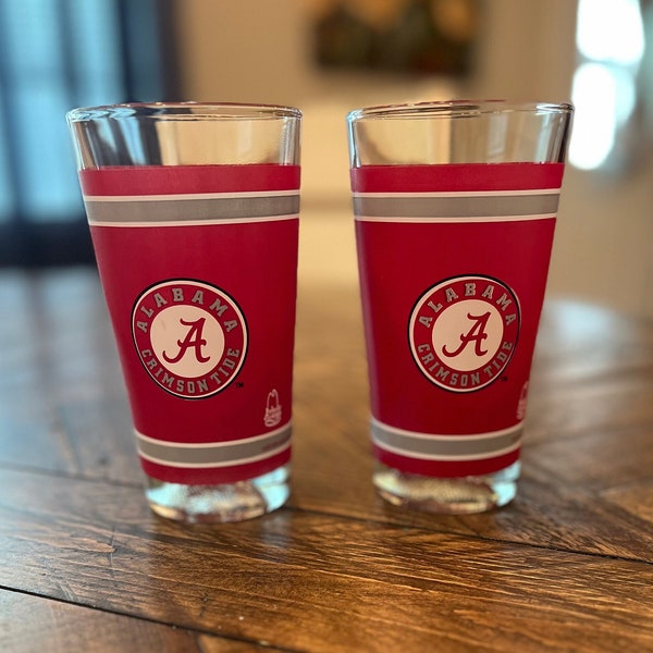 Roll Tide! Two Alabama Crimson Tide Football Arby's Promo 16oz. Glass